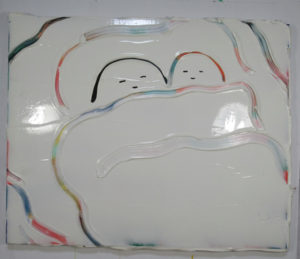 Kenichi Ogawa,
Untitled, (sleeper) 2019, Silicon and oil color on canvas, 41 x 32 cm
