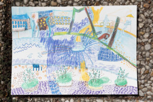 Hussel Zhu
Mass/ Maas (Sitting
next to Mass, listening to my
friends talk — but my mind was elsewhere, lost in memories of walking this ame path with someone once.), 29x21 cm,
2025