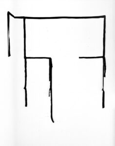 Joke Robaard,
Se-lections (FALLING) 
t-shirt, cotton, dark brown, 2025  

letter: P (phoenician) 
sign: CORNER
position: upside down